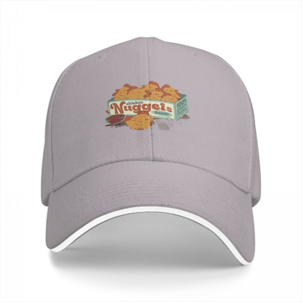 Black baseball cap with retro chicken nuggets graphic print