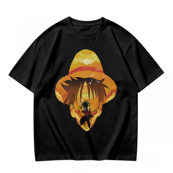One Piece Luffy Straw Hat Sunset Graphic T-Shirt