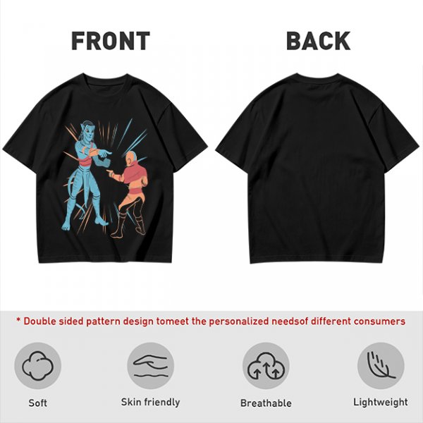 Olive T-shirt with Avatar Na'vi and Aang Pointing Meme Art