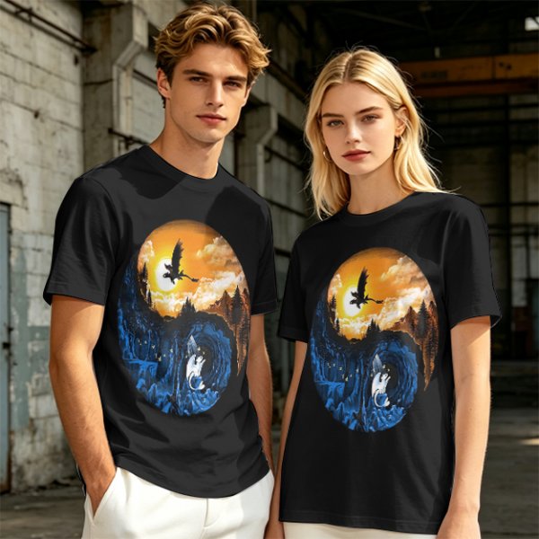How to Train Your Dragon Night and Light Fury Dragon Scene T-Shirt