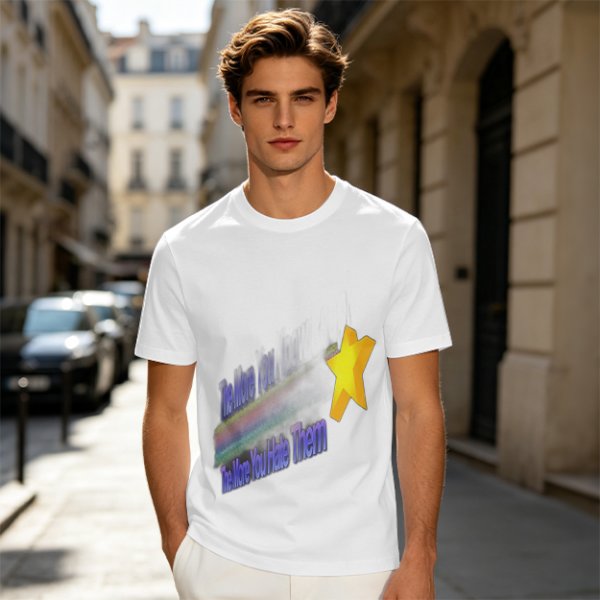 Olive Graphic T-Shirt With Star And Rainbow Text Design