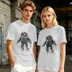 Olive T-Shirt with Floating Astronaut Graphic Print
