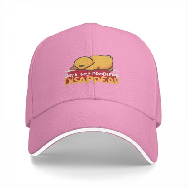 Black baseball cap with sleeping duck graphic and 'Until My Problems Disappear' text