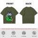 Olive Green T-Shirt with Totoro Nature Landscape Graphic Print