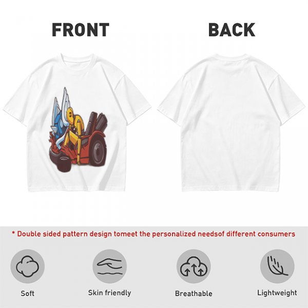 Olive T-Shirt With Cartoon Robot And Winged Vehicle Graphic