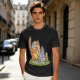 Olive T-Shirt With Whimsical Forest Creature Artwork Print