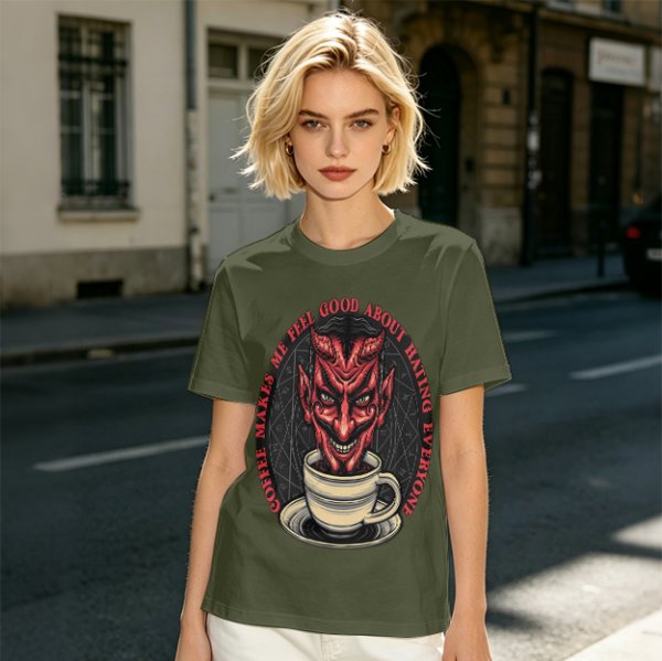 Coffee Makes Me Feel Good About Hating Everyone Devil T-Shirt