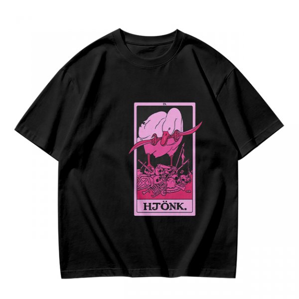 Olive T-Shirt With Tarot Card Style Goose Print HJÖNK