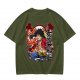 One Piece Monkey D. Luffy Graphic Print Olive T-Shirt