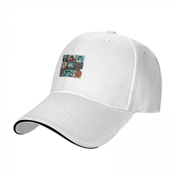 Black baseball cap with retro video game character grid print