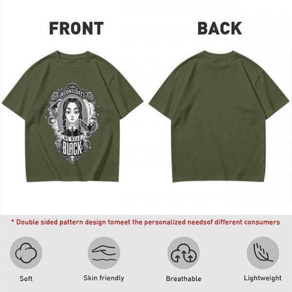 Olive Wednesday Addams We Wear Black Graphic T-Shirt