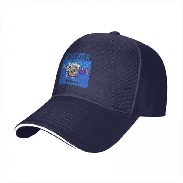 Black Baseball Cap with Gear Fifth Luffy Anime Print
