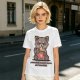 Olive t-shirt with a raccoon eating snacks and 'powered by pure spite and snackies' text