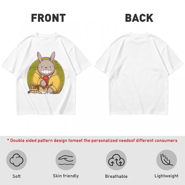 Totoro in Yellow Cardigan with Catbus Graphic T-Shirt