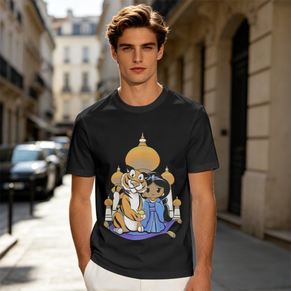 Disney Aladdin Princess Jasmine and Rajah Tiger Graphic T-Shirt