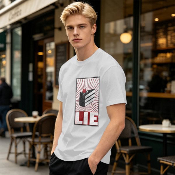 Olive Graphic T-Shirt With Cake Slice And 'LIE' Print