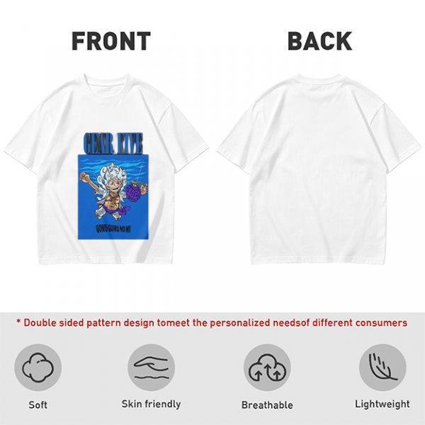 Gear Five Luffy Gomu Gomu No Mi Anime Graphic T-Shirt