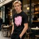 Olive Green T-Shirt With Cute Pink Piggy Bank Graphic Print