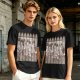 Olive Green T-Shirt with Cartoon Medieval Tavern Scene Print