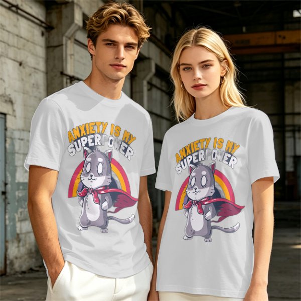 Anxiety Is My Superpower Cat Graphic T-Shirt