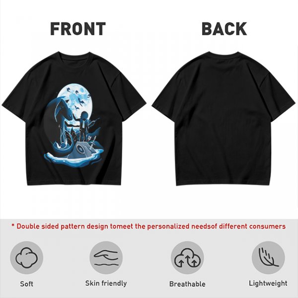 Olive T-Shirt With Dragon Rider Moonlit Fantasy Art Print