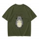 Olive T-shirt with Angry Totoro Graphic Print