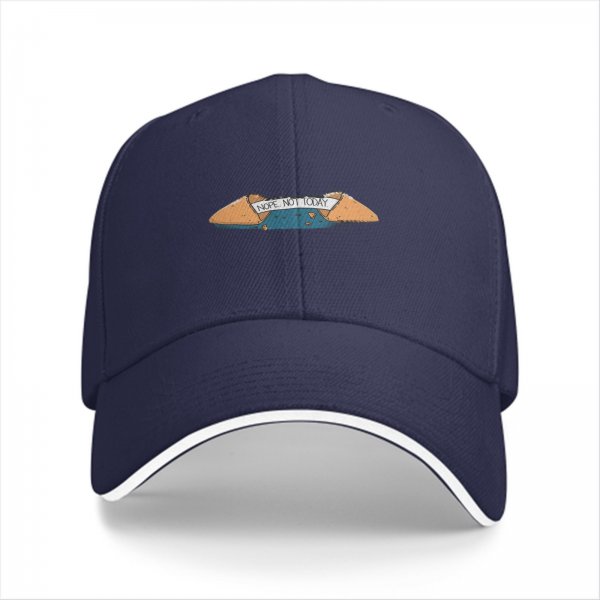 Black baseball cap with 'NOPE NOT TODAY' graphic print