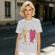 Olive T-Shirt with Dancing Pizza Slice and Heart Graphic