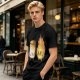 Olive T-Shirt With Cute Roasted Marshmallow And Fire Graphic