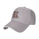 Black baseball cap with cute raccoon snacking and 'powered by pure snacks' text