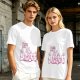 Olive Green T-Shirt With Pink Whimsical Graphic Print