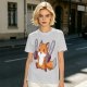 Olive T-shirt with a cute chainsaw squirrel graphic