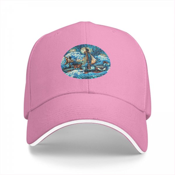 Black Baseball Cap With Stormy Sailing Ship Art Print