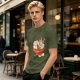 Olive T-Shirt With Cute Cat Ramen Bowl Graphic Print
