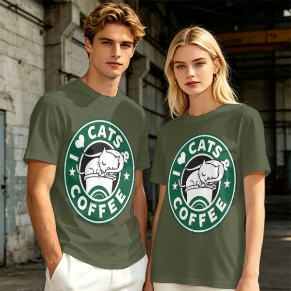 I Love Cats And Coffee Graphic T-Shirt