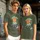 Olive t-shirt with cute brain character and 'Cute But Ous' print