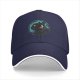 Black Baseball Cap With Mystical Black Cat And Crescent Moon Art