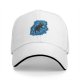 Black Baseball Cap With Playful Black Cat On Blue Abstract Background