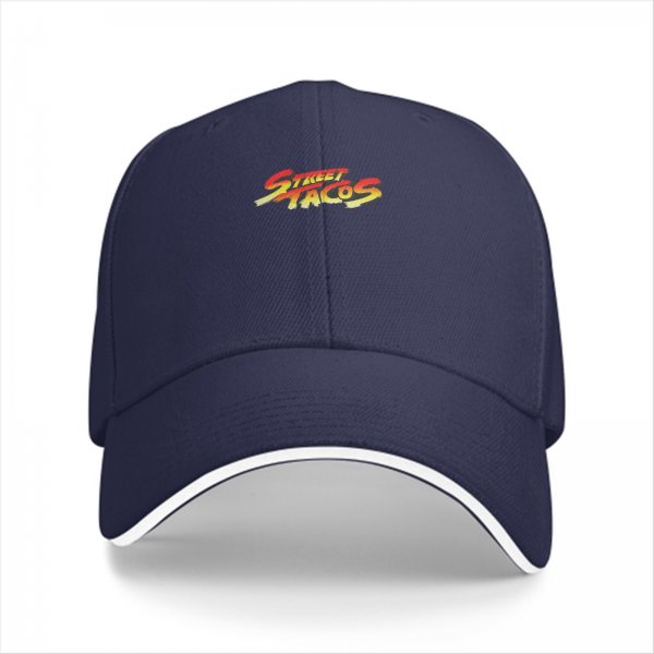 Black Baseball Cap With Street Tacos Graphic Print