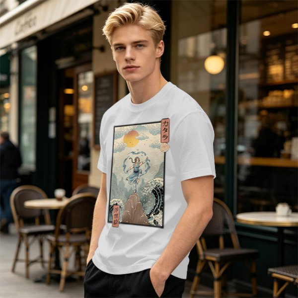 Katara Waterbending Ukiyo-e Style Graphic T-Shirt