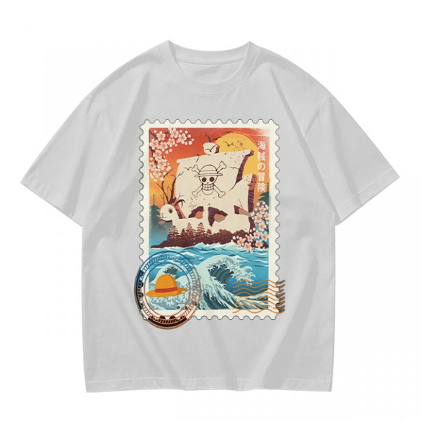 One Piece Going Merry Ship Stamp Graphic T-Shirt