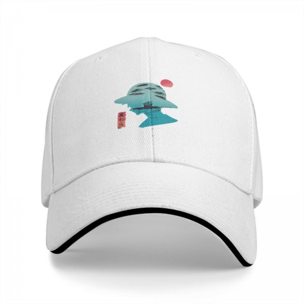 Black Baseball Cap With Anime Silhouette Sunset Art Print