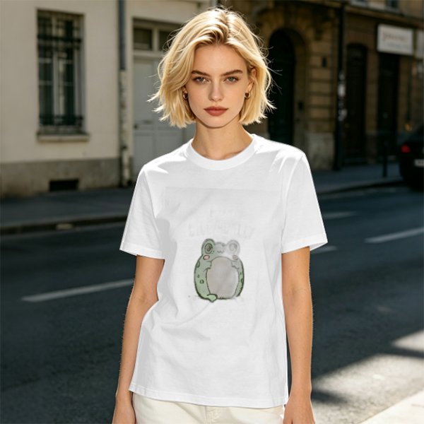 Olive Green T-Shirt With Cute Chubby Frog Graphic Print