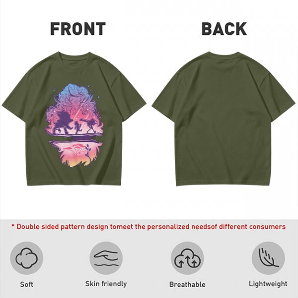 Olive T-Shirt With Fantasy Silhouette Group Art Print