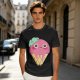 Olive T-Shirt With Cute Melting Pink Ice Cream Cone Graphic
