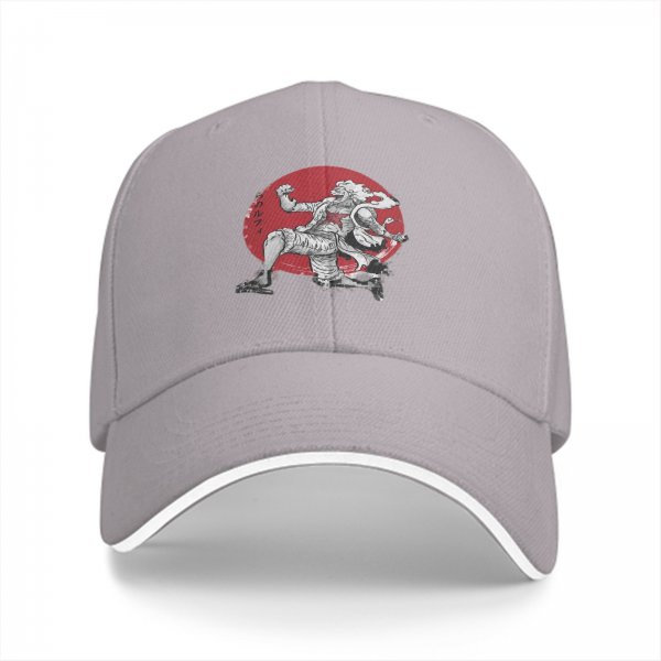 Black Baseball Cap With Anime Character Print On Red Circle