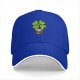 Black baseball cap with ladybug and four-leaf clover graphic