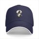 Black baseball cap with black and white cat moon graphic