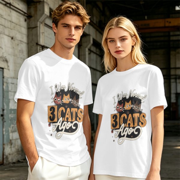 Olive Cat Lover T-Shirt With 'I Was Normal 3 Cats Ago' Print