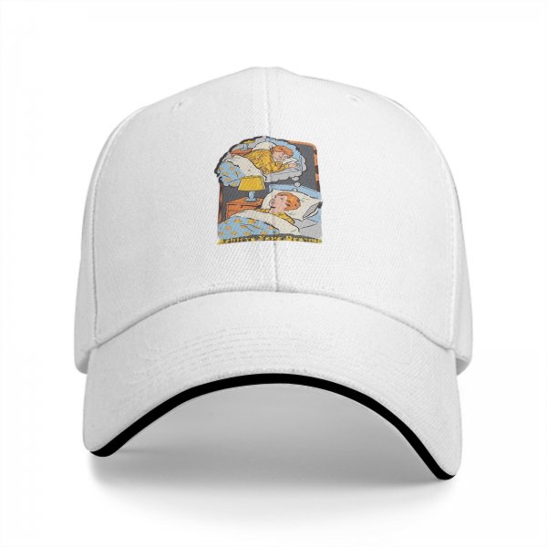Black baseball cap with sleeping dreamer graphic print